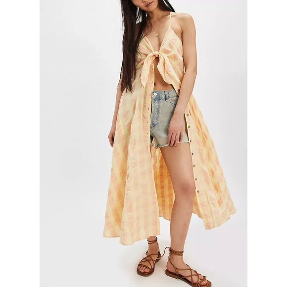 🆕 FREE PEOPLE Via Midi Dress / Creamsicle Combo - Picture 1 of 16